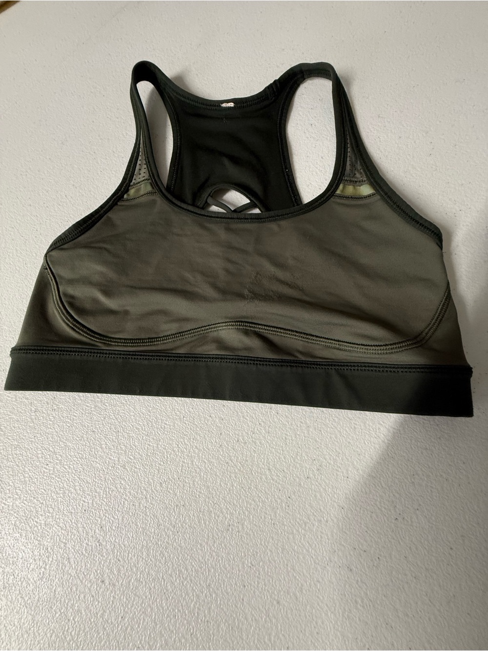 Workout Wear Lululemon Athletica Olive Green & Black Woven Racerback Sports Bra